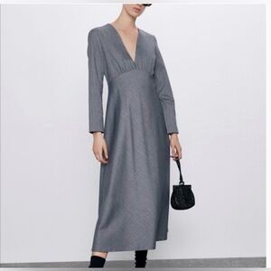 Zara Gray Long Sleeve Dress